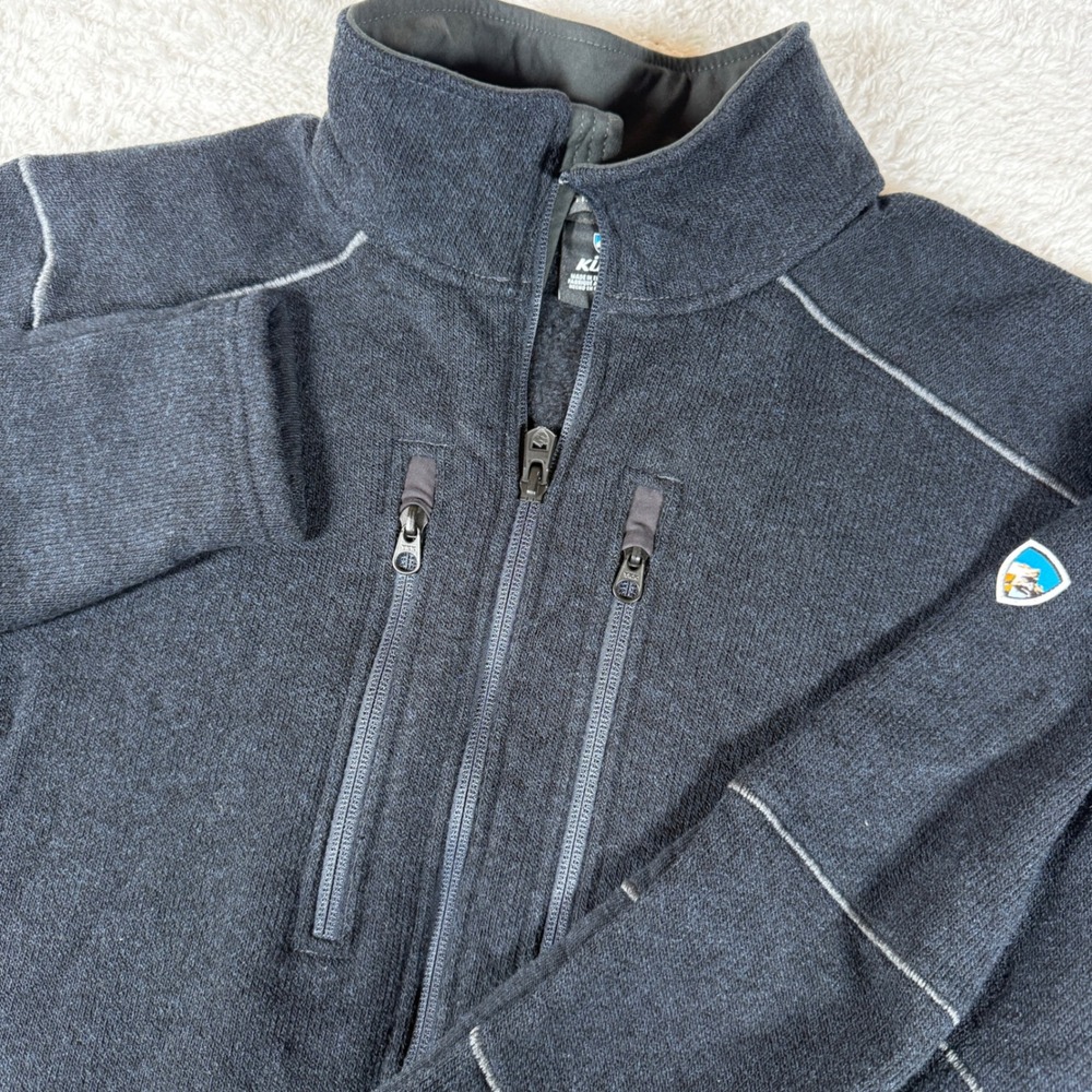 KUHL Interceptr 3183 Mens L Black Full Zip Fleece Jacket L/S Thumbholes